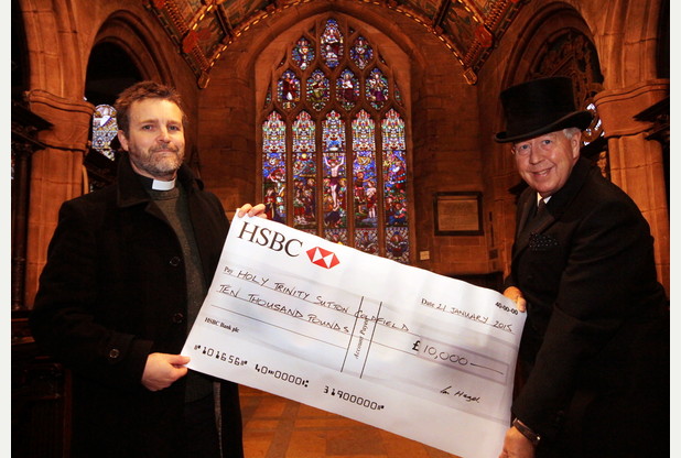 Ian Hazel Funerals in Royal Sutton Coldfield donated £10,000 to Holy Trinity Parish Church’s reordering project